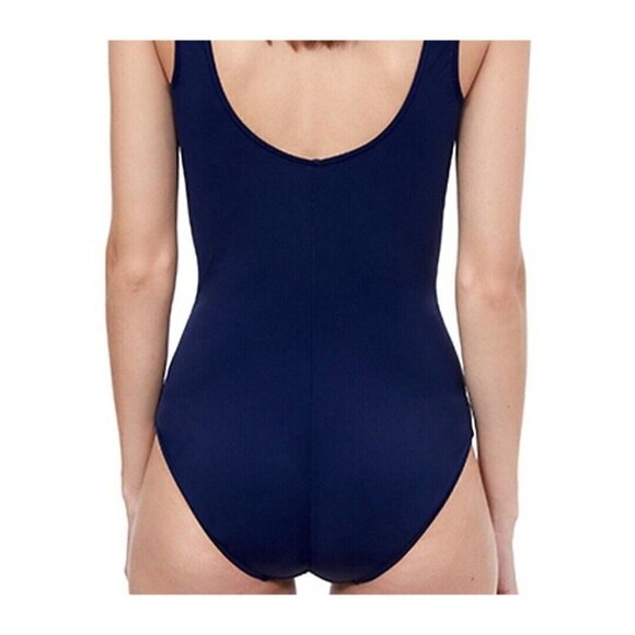 GOTTEX Surplice One Piece Swimsuit Size 6 Navy & White Nautical Padded Swimsuit. - Picture 6 of 7